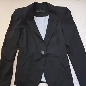 ZARA Women's Black Blazer with Striped Lining